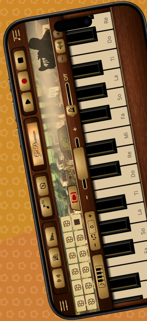 Zurna Sim - Interfaz de la aplicación Zurna Sim con un teclado digital y controles de grabación en un smartphone