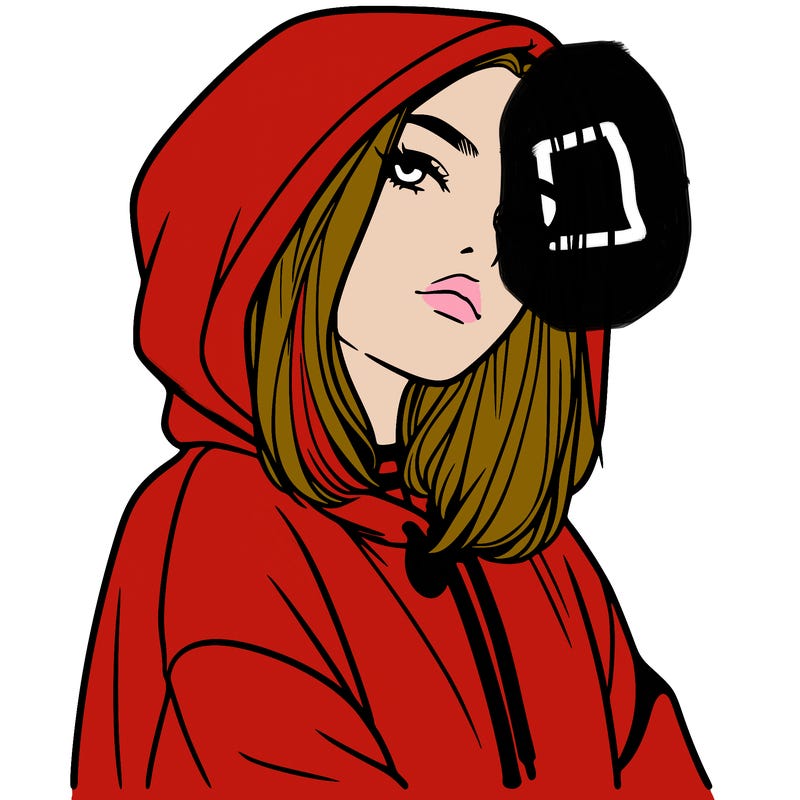 a realistic girl in a hoodie