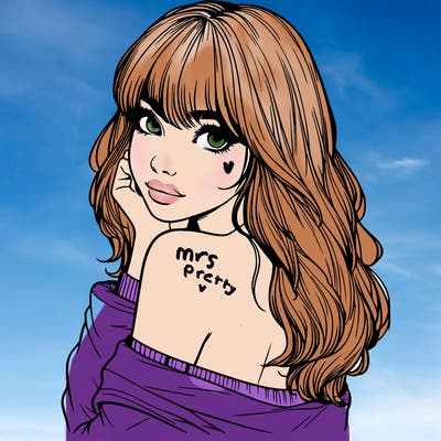 realistic girl with bangs looking over her shoulder