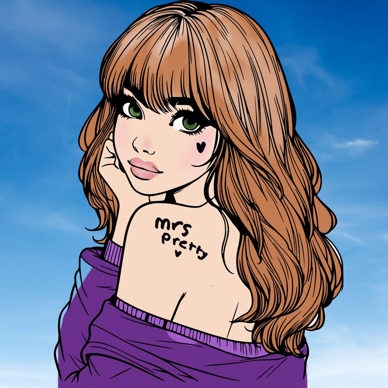 realistic girl with bangs looking over her shoulder