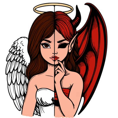 realistic angel half demon