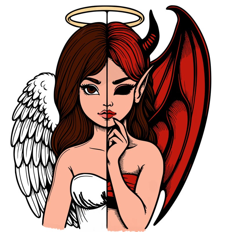 realistic angel half demon