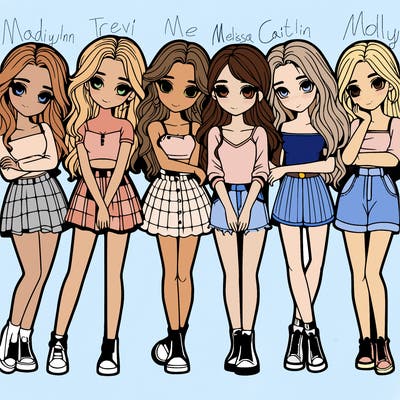 a group of girls realistic