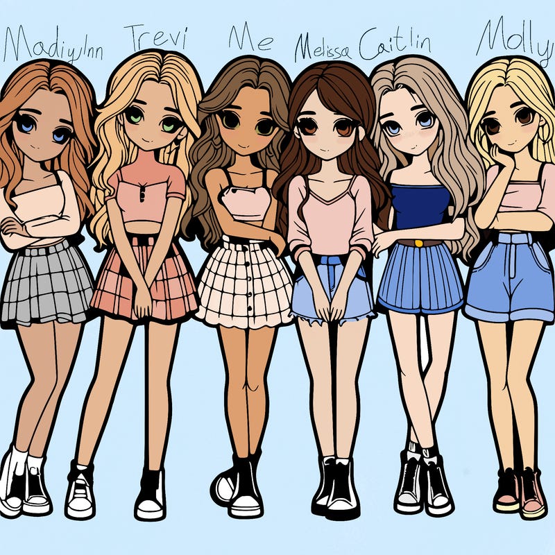 a group of girls realistic