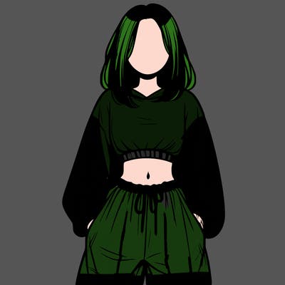 realistic girl faceless with baggy pants and a crop top