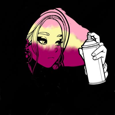 a realistic girl, spray painting