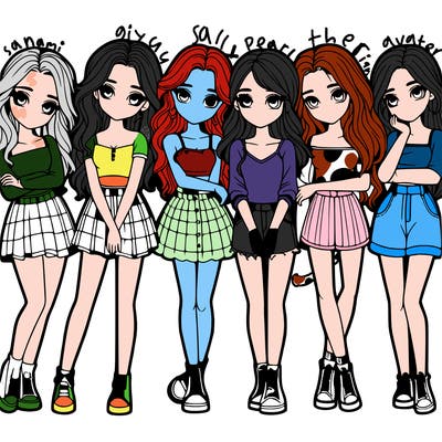 a group of girls realistic