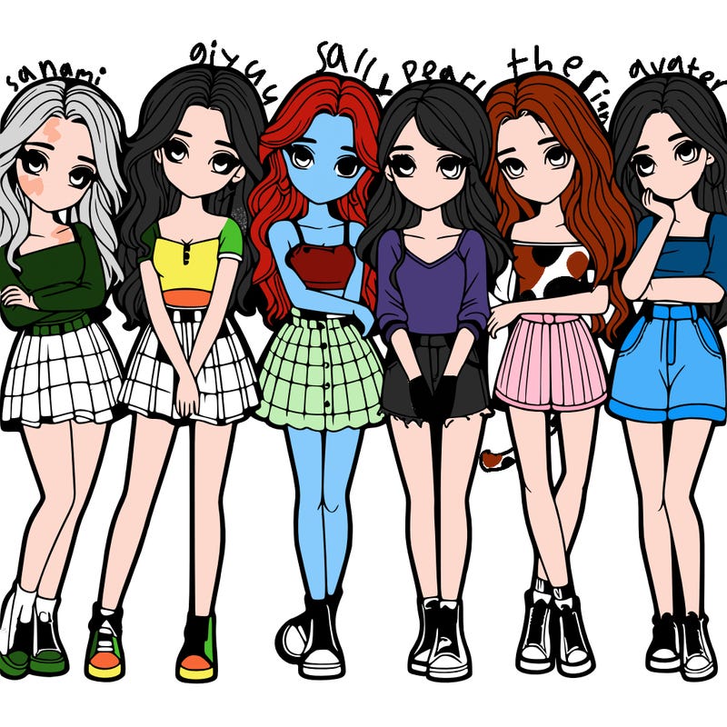 a group of girls realistic