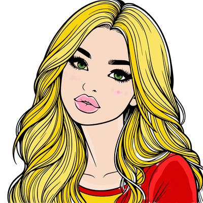 realistic girl with hair on her hair and lips