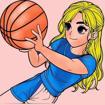 realistic girl playing basketball