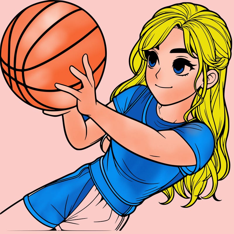 realistic girl playing basketball