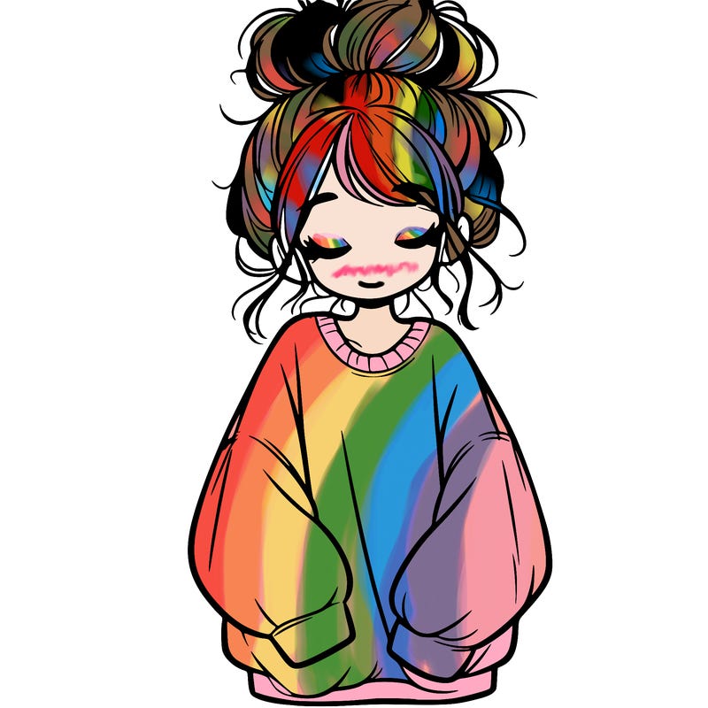 girl with baggy sweatshirt and messy bun