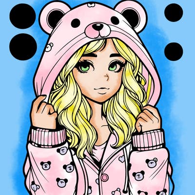 realistic girl in a animal pjs hoodie