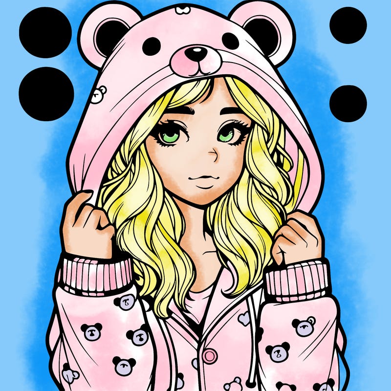 realistic girl in a animal pjs hoodie