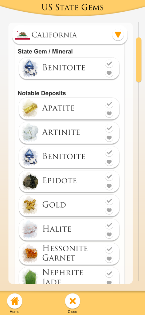 A Guide To Crystals - The CC - A list of US state gems and minerals found in California including Benitoite and Gold.