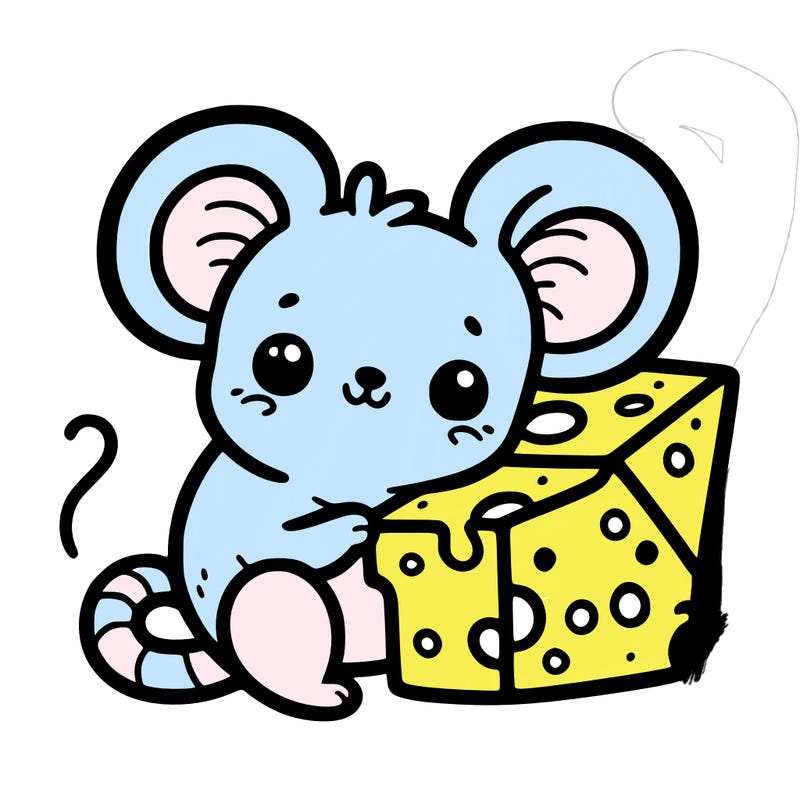 cute mouse with a block of cheese