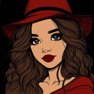 realistic girl with hat