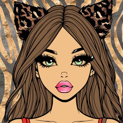 realistic girl with fox ears and realistic lips