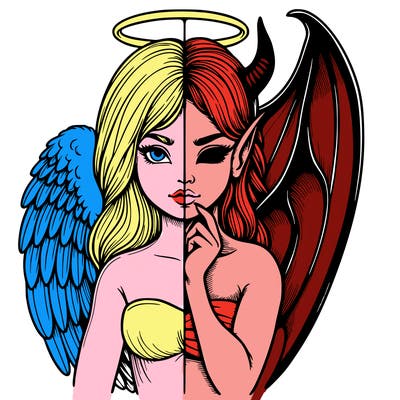 realistic angel half demon