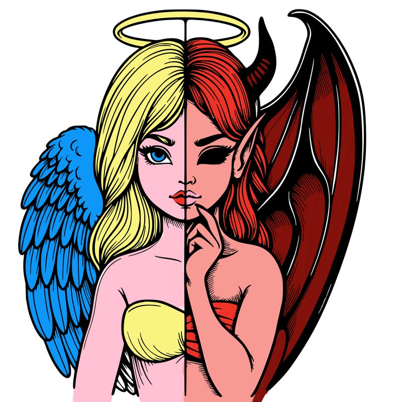 realistic angel half demon