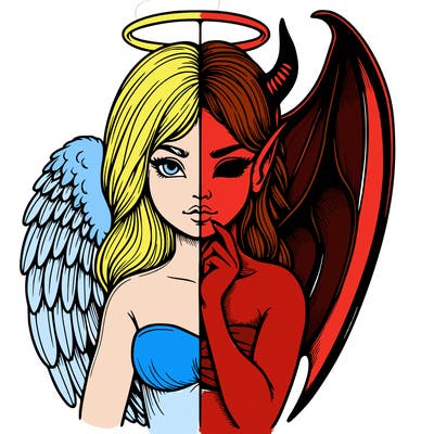 realistic angel half demon