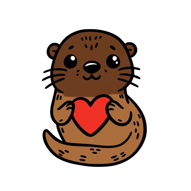 otter with a heart