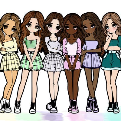a group of girls realistic