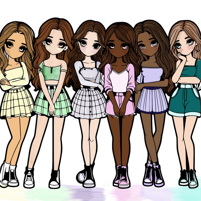 a group of girls realistic