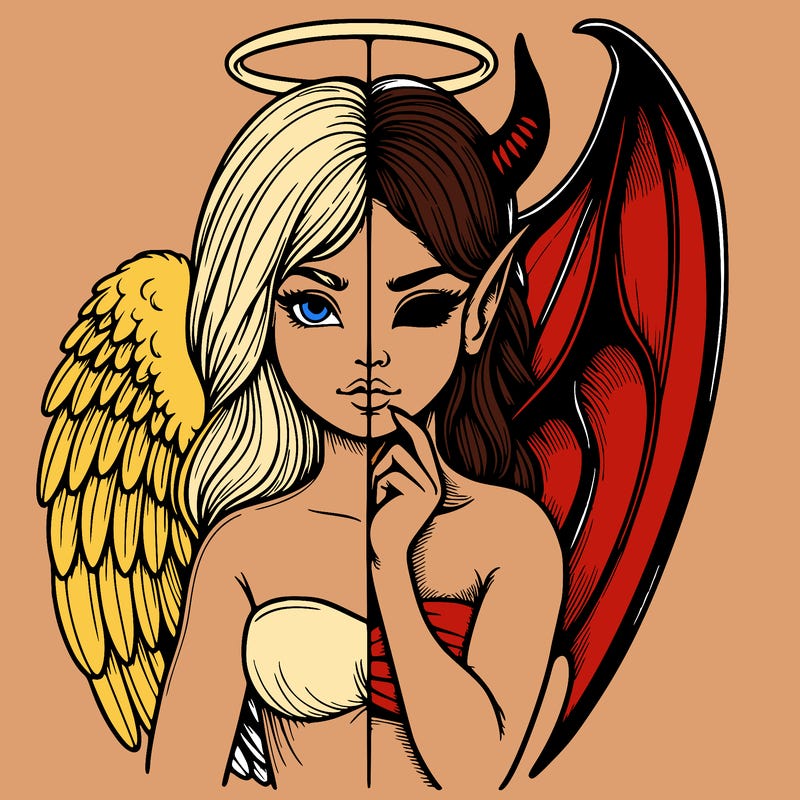 realistic angel half demon