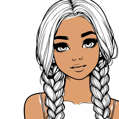 realistic girl with braids