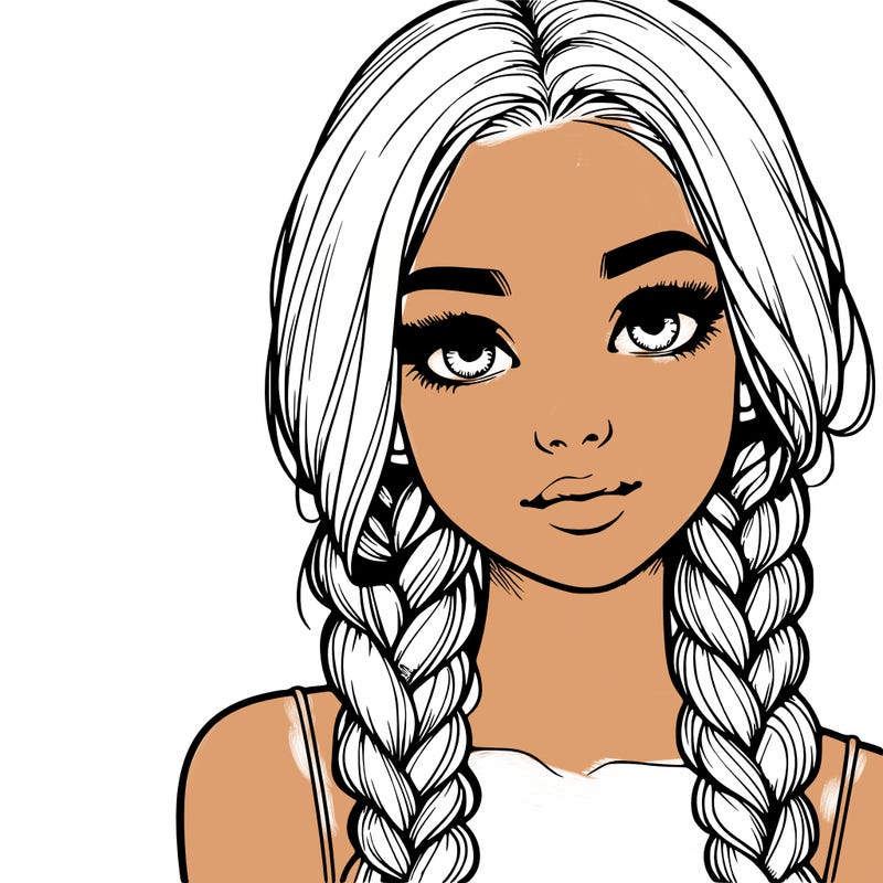 realistic girl with braids