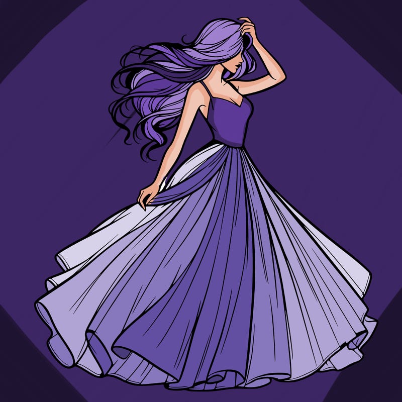 realistic woman with dress flowing in the wind