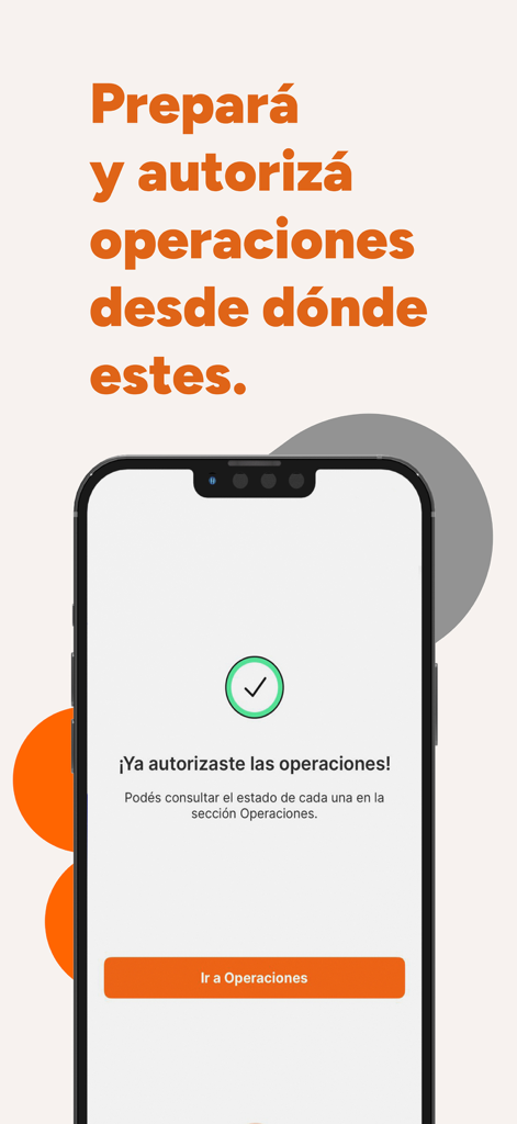 A smartphone screen from the Galicia Office app displaying a success message for authorized business operations.