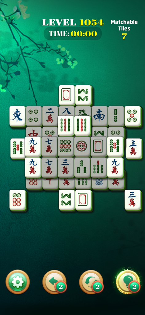 Classic Mahjong:Solitaire Game - Nivel de juego de Mahjong Clásico Solitario con fichas tradicionales y fondo verde
