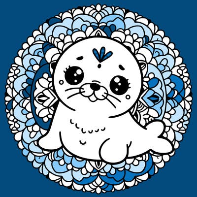 a cute baby seal mandala