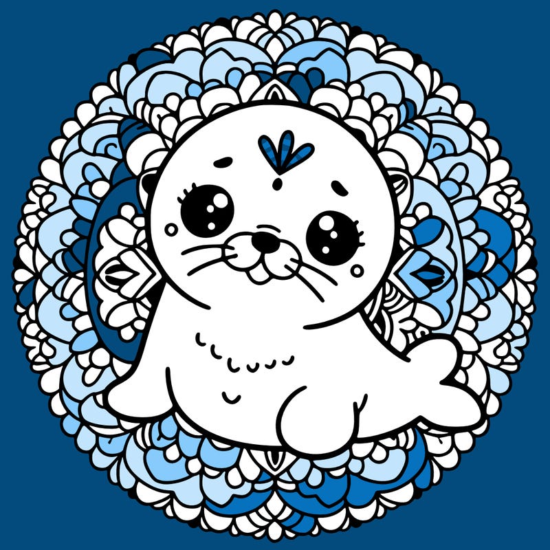 a cute baby seal mandala