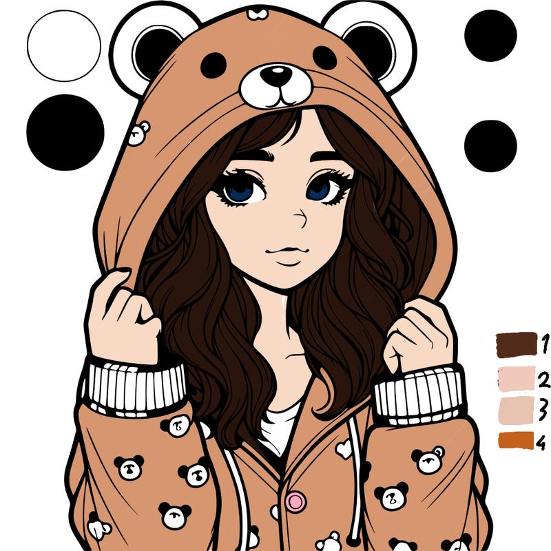 realistic girl in a animal pjs hoodie