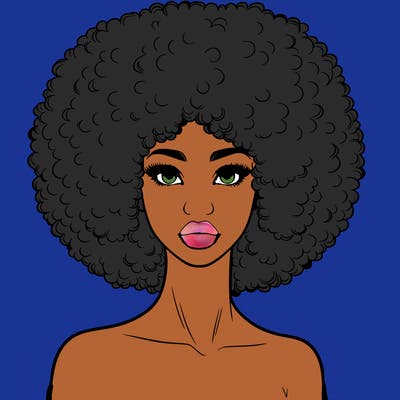 realistic lady with afro