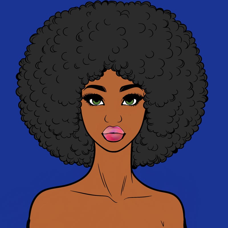 realistic lady with afro