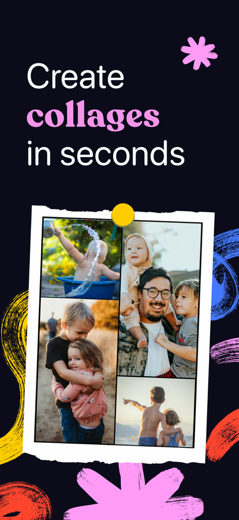 Collage Maker for Photos - Family photo collage with text saying Create collages in seconds