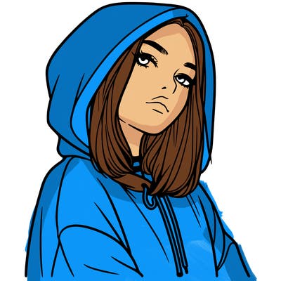 a realistic girl in a hoodie