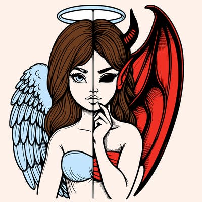 realistic angel half demon