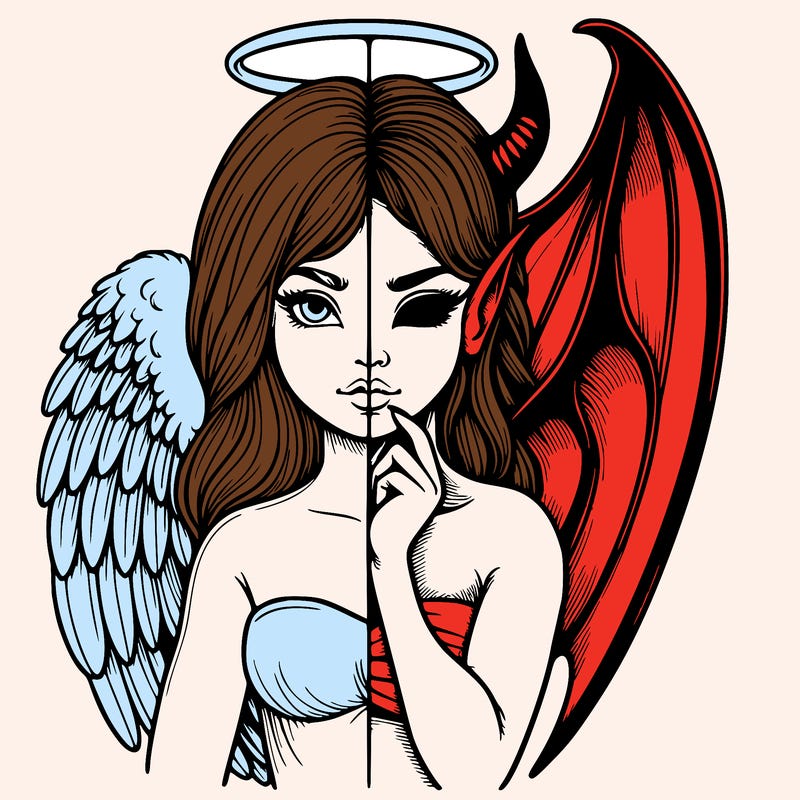 realistic angel half demon