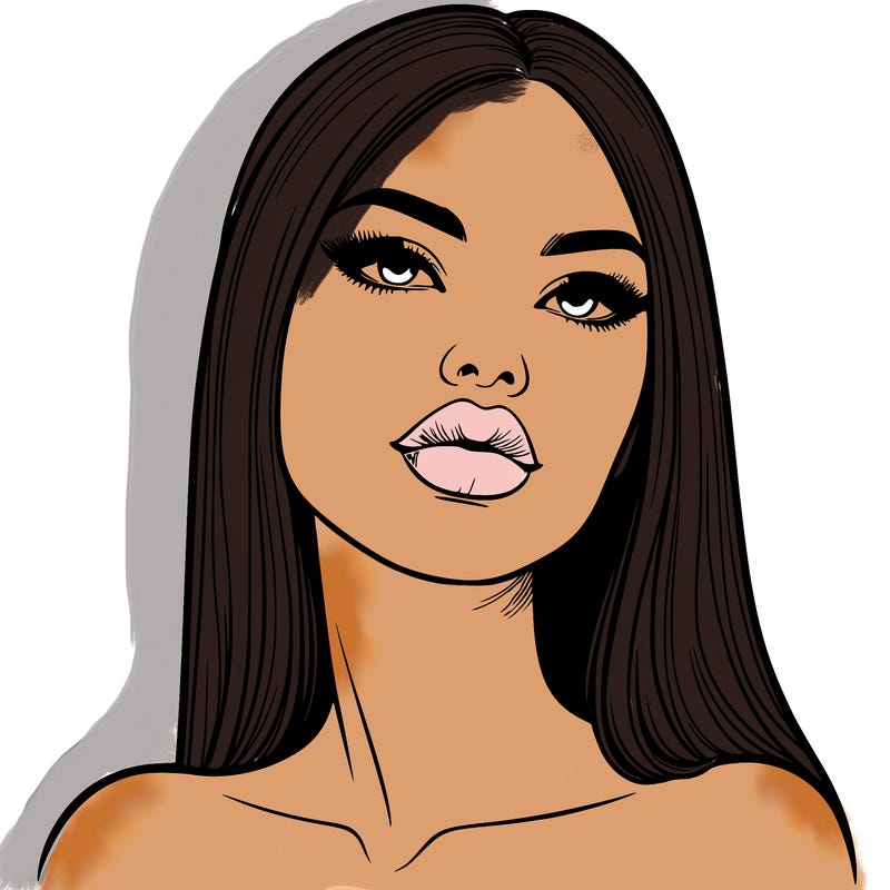 realistic woman with full lips