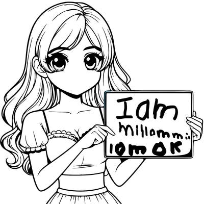realistic pretty girl holding blank sign