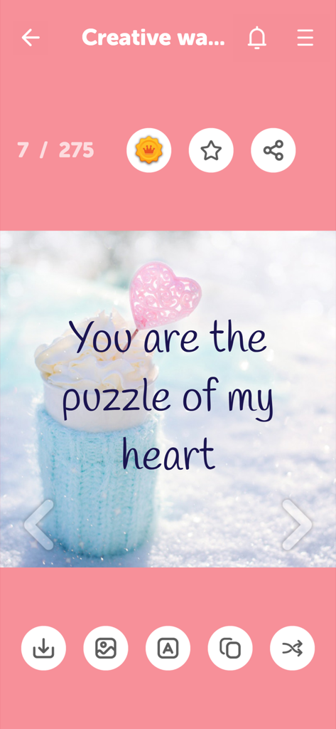 Love Messages - Quotes - Romantic love message on a snowy background inside the Love Messages app interface