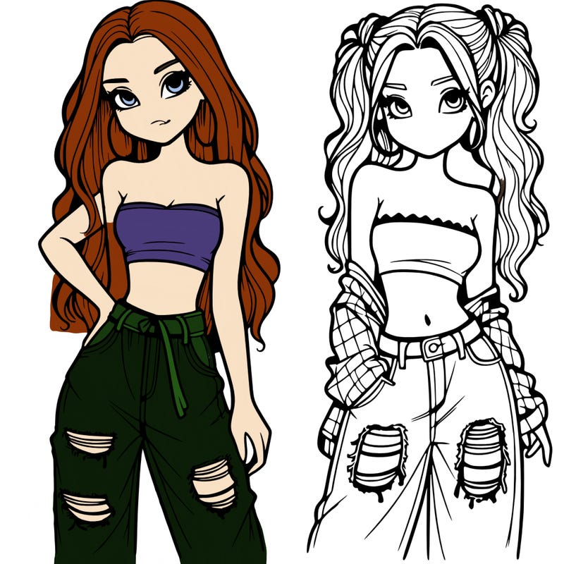 2 girls in crop tops and baggy jeans ripped