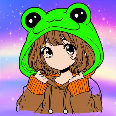 a cute teenage girl wearing a frog hoodie