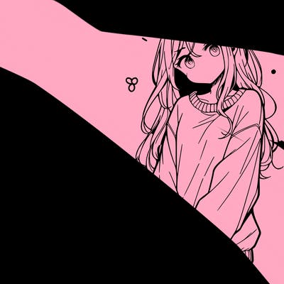 manga teen girl  in a sweater and baggy pants