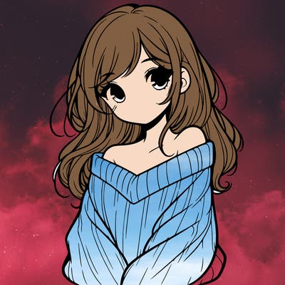 shy pretty girl wearing a sweater that is falling off one shoulder portrait